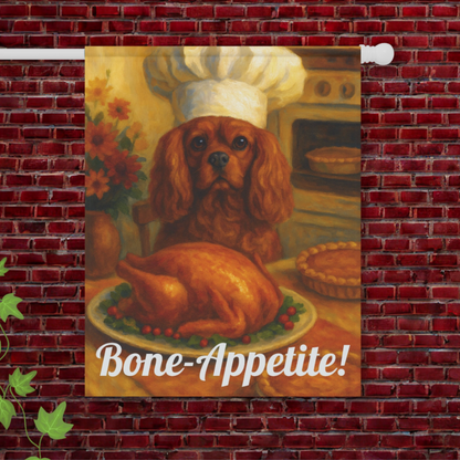 Ruby Cavalier Bone-Appetite Garden Flag