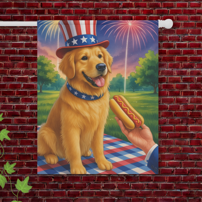Golden Retriever 4th July Garden Flag