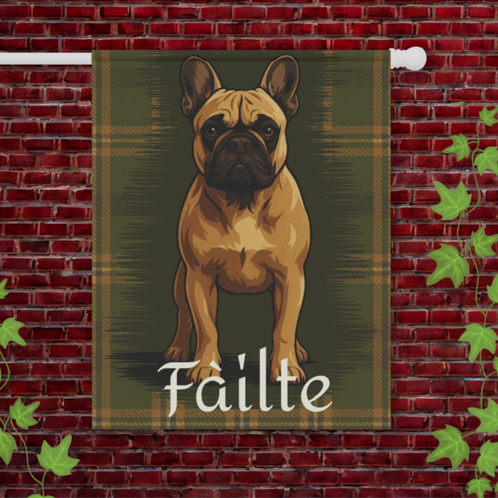 Fawn French Bulldog Scottish Welcome Garden Flag