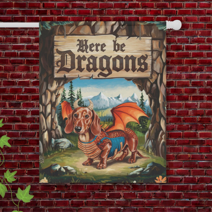 Red Dachshund Dragon Garden Flag