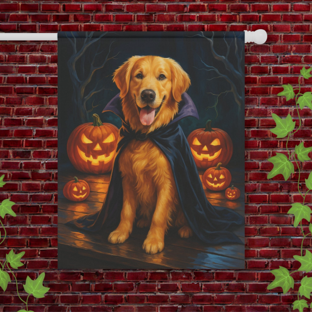 Halloween Golden Retriever Garden Flag