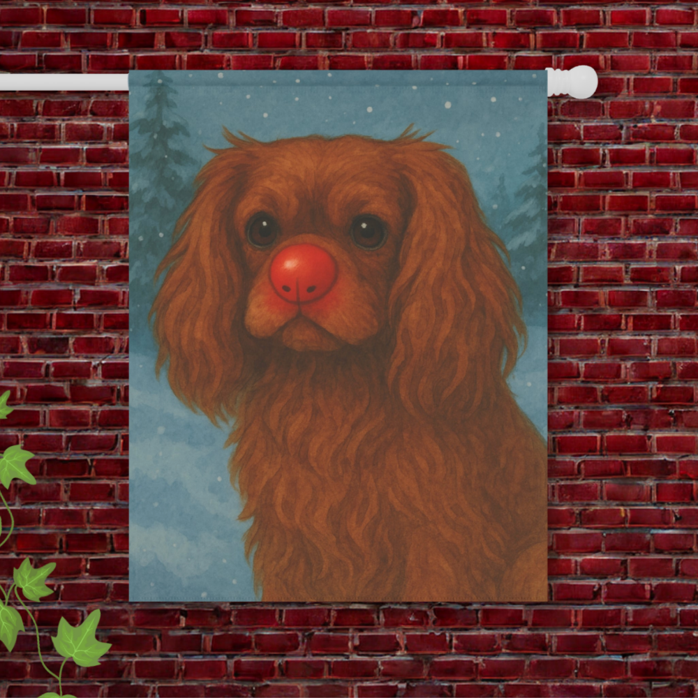 Ruby Cavalier Reindeer Garden Flag
