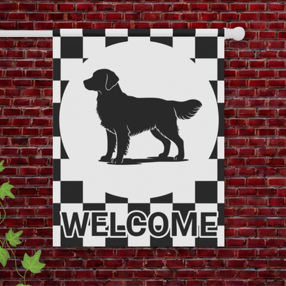 Golden Retriever Welcome Checkered Garden Flag 24.5'' × 32''