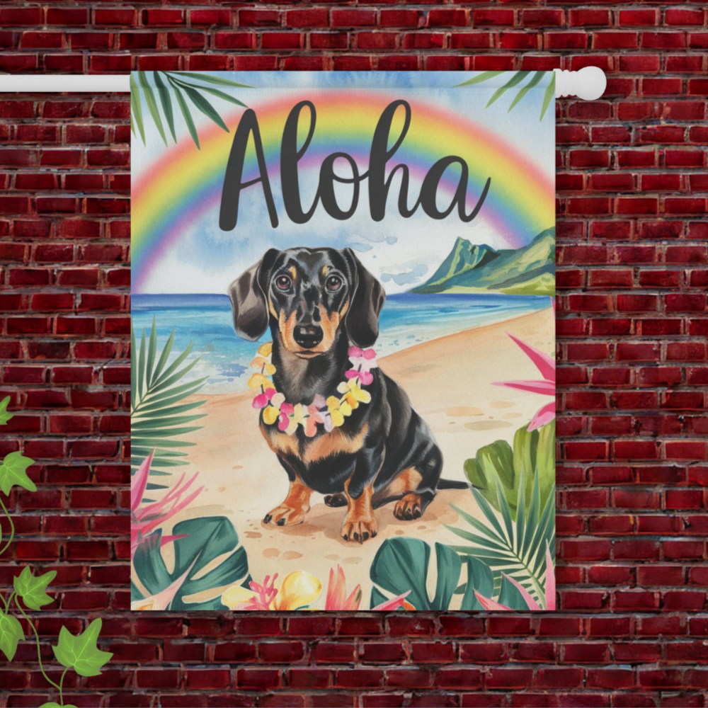 Black and Tan Dachshund Hawaii Garden Flag