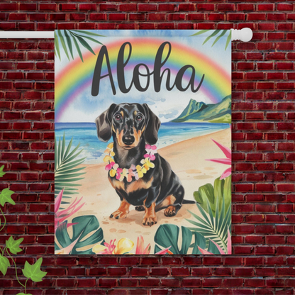 Black and Tan Dachshund Hawaii Garden Flag