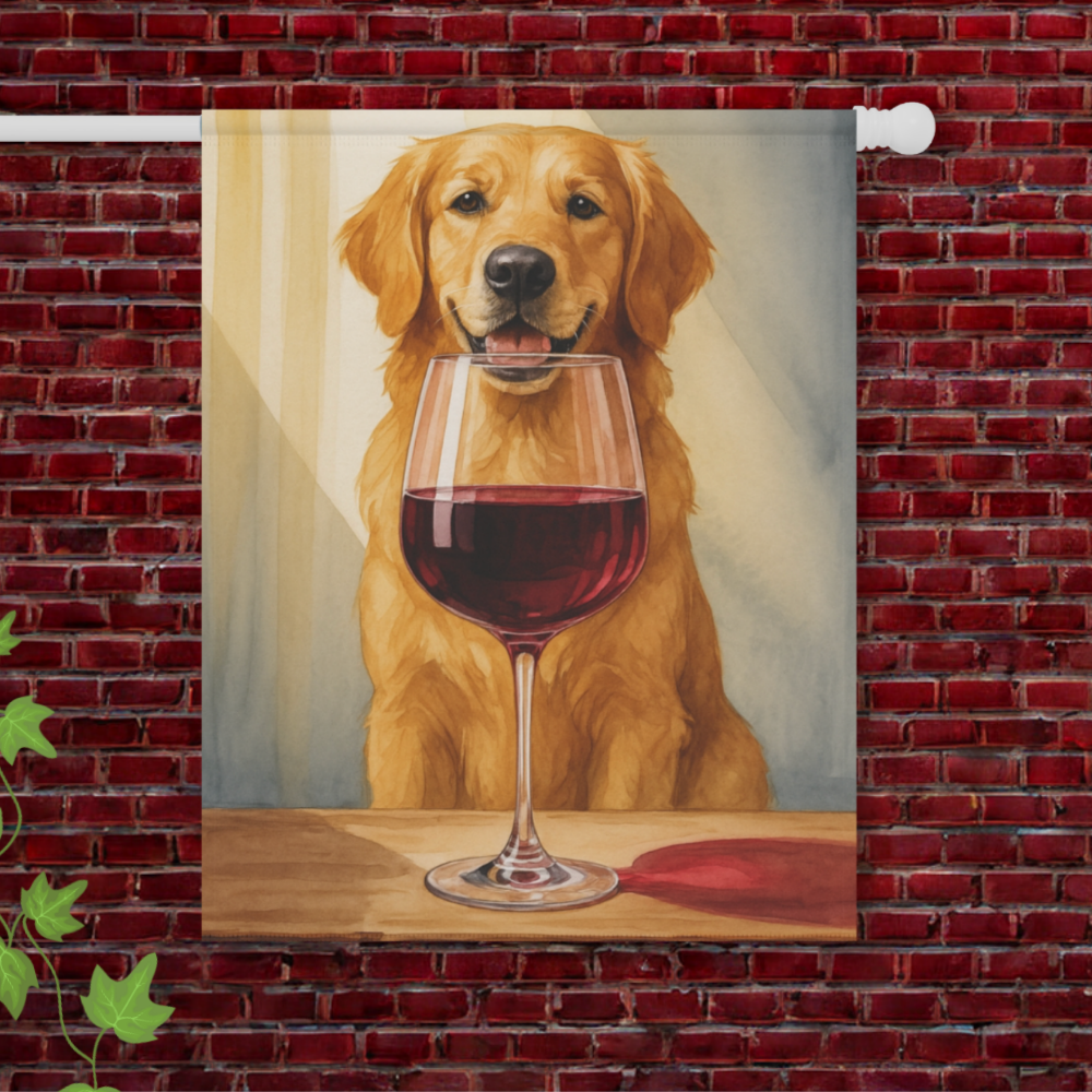 Golden Retriever Wine Garden Flag