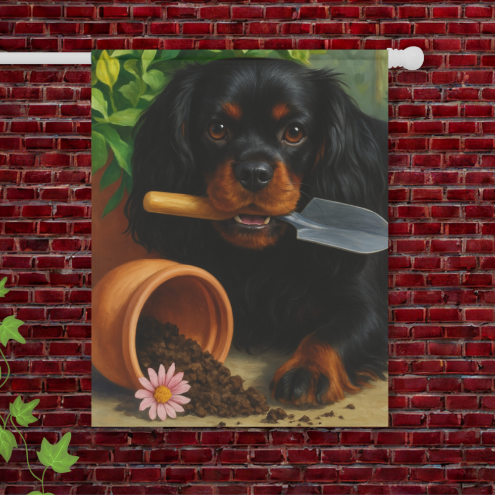 Black Tan Cavalier Garden Flag