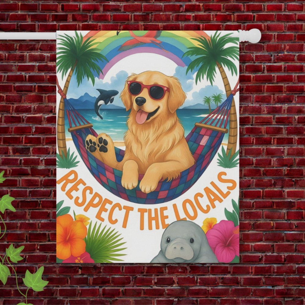 Golden Retriever Respect Locals Garden Flag 24.5'' × 32''