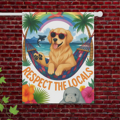 Golden Retriever Respect Locals Garden Flag 24.5'' × 32''