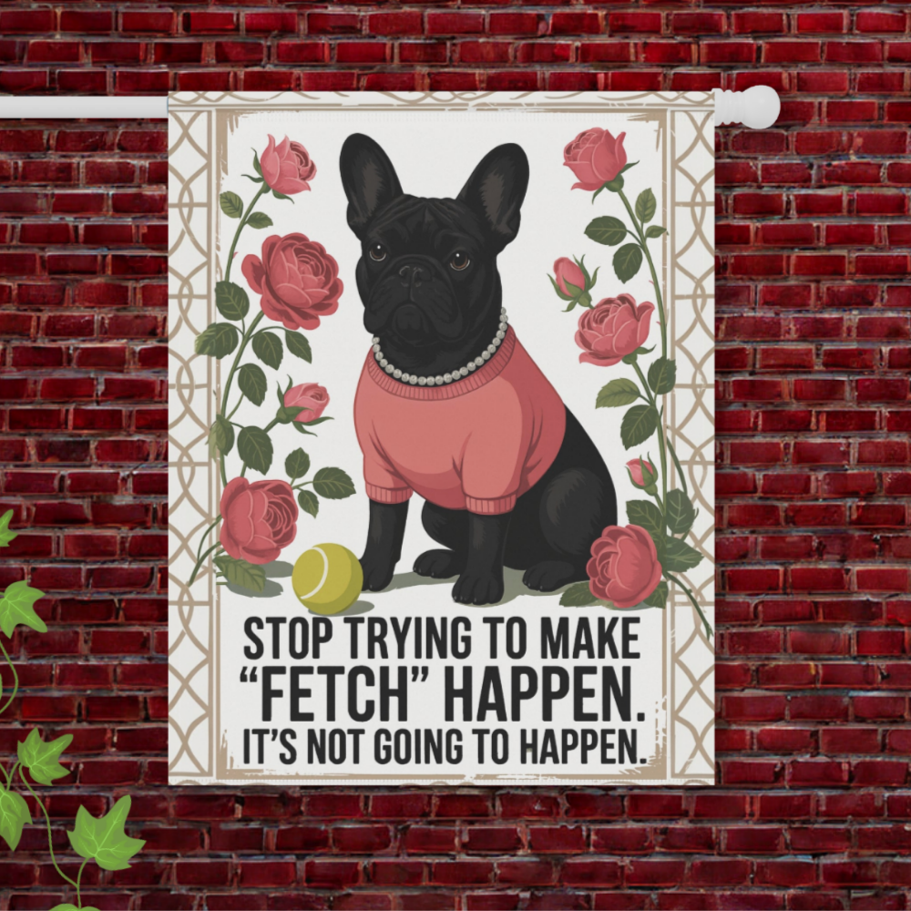 Black French Bulldog Fetch Garden Flag