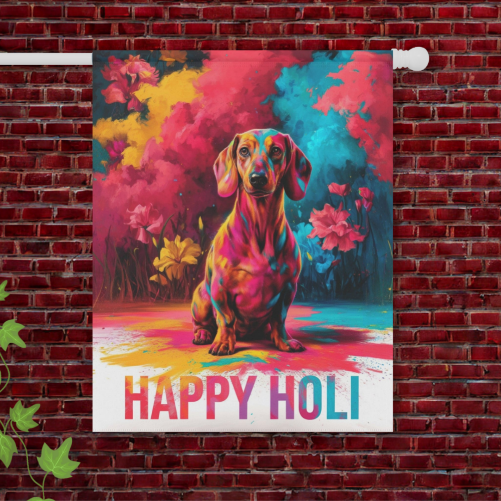 Red Dachshund Holi Garden Flag