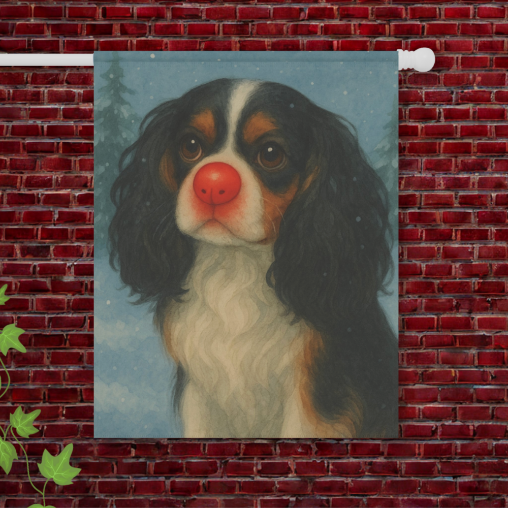 Tricolor Cavalier Reindeer Garden Flag