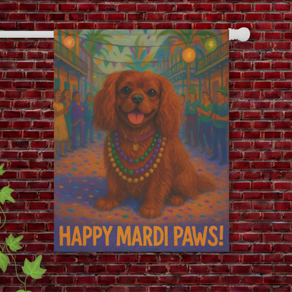 Ruby Cavalier Mardi Paws Garden Flag