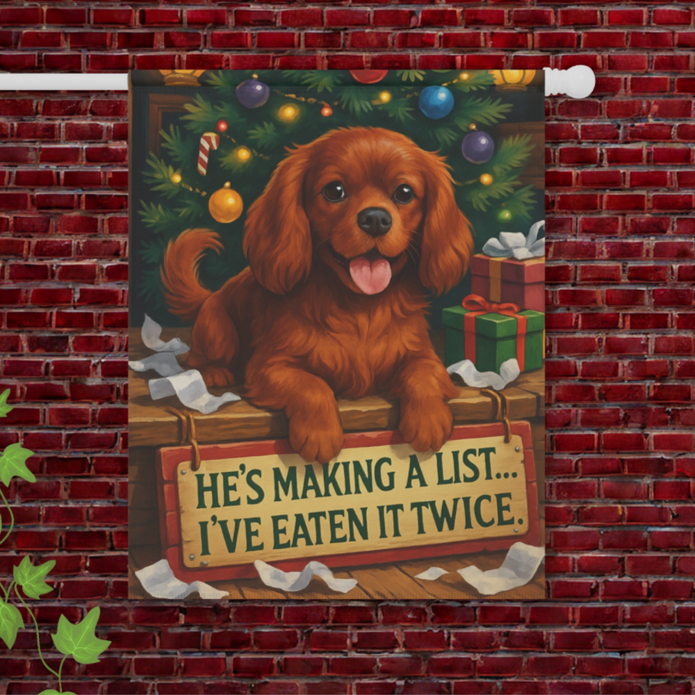 Ruby Cavalier Funny Christmas Flag