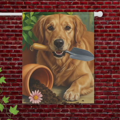 Golden Retriever Gardening Yard Flag 24.5'' × 32''