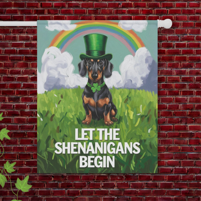 Black Tan Dachshund St Patricks Garden Flag