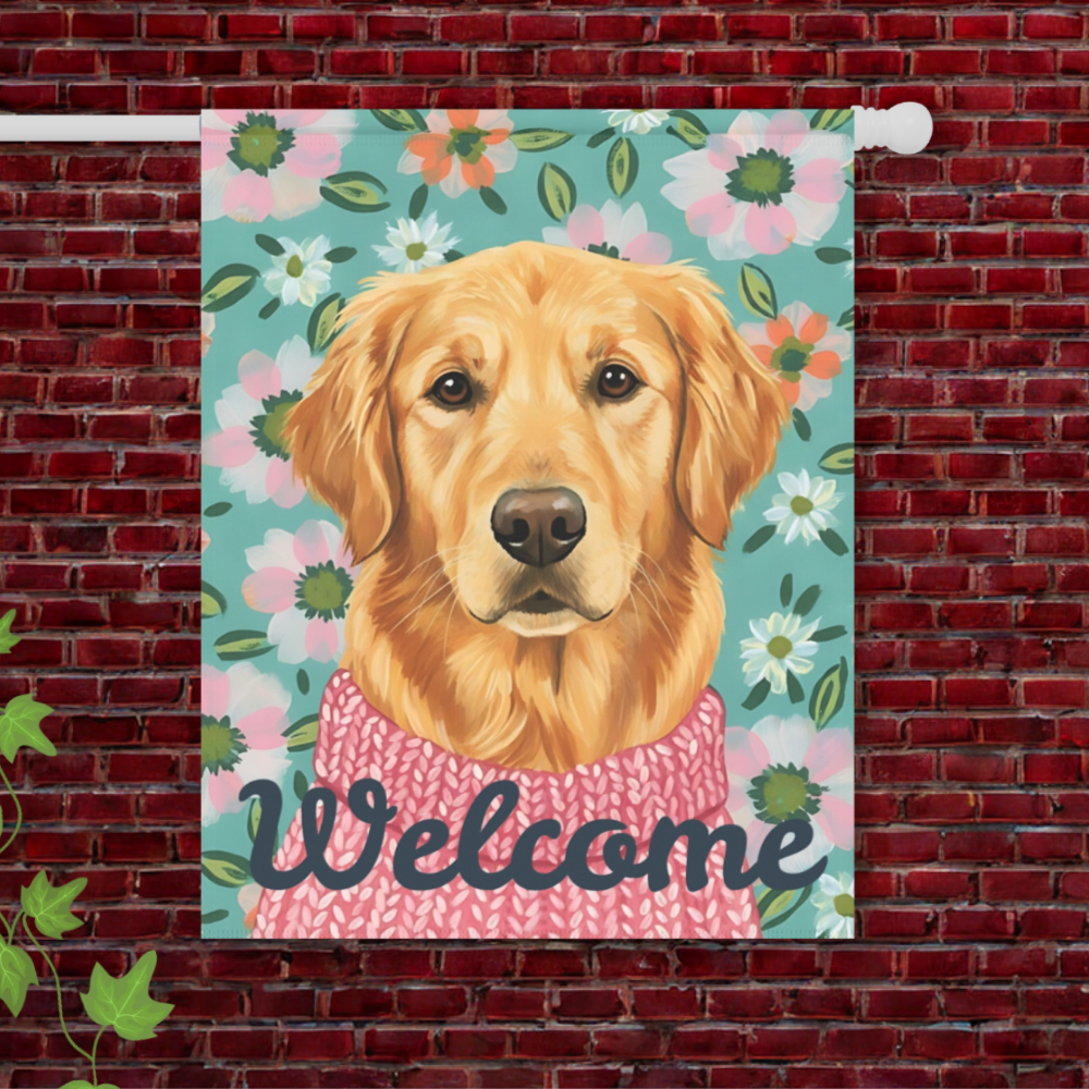 Welcome Golden Retriever Garden Yard Flag 24.5'' × 32''