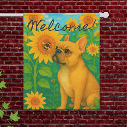 Fawn French Bulldog Sunflower Garden Flag