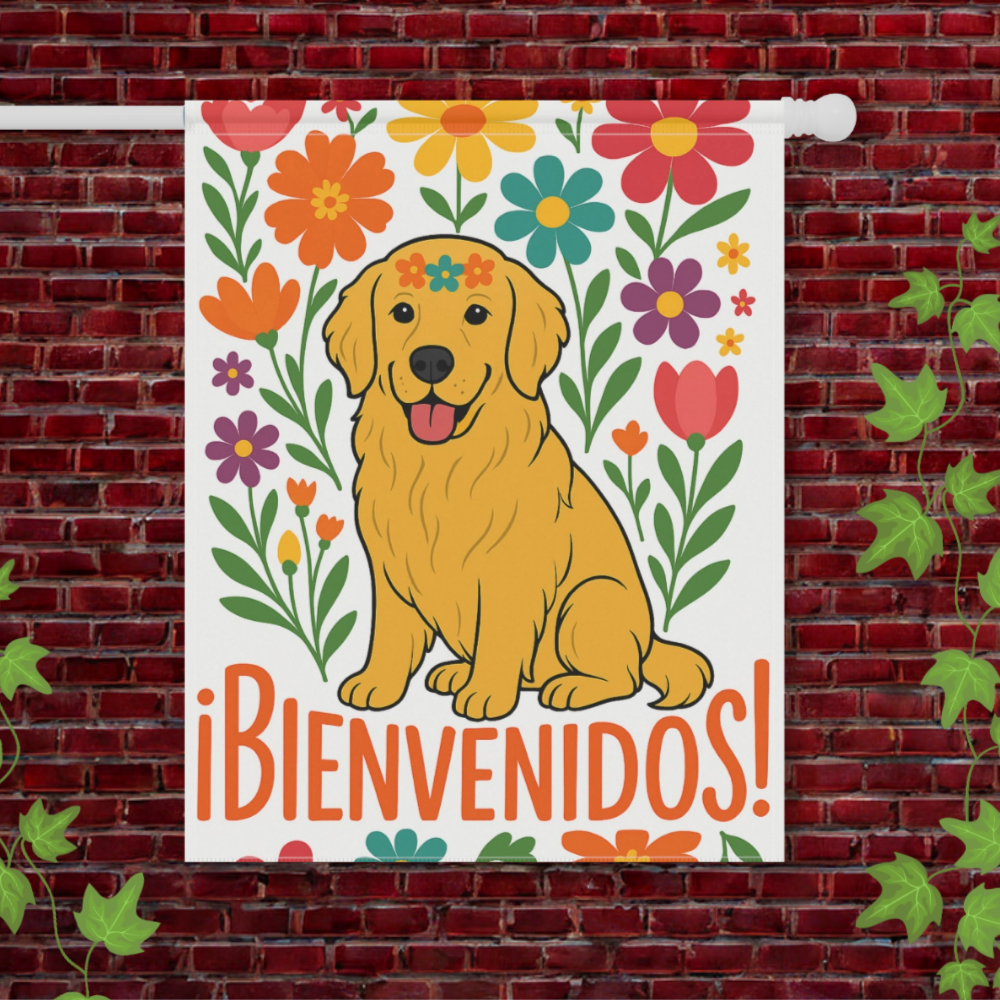 Golden Retriever Bienvenidos Garden Flag