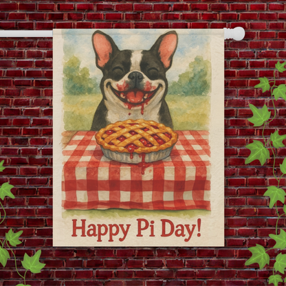 Piebald French Bulldog Pi Day Garden Flag
