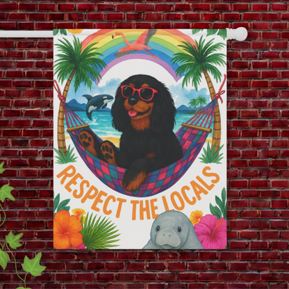 Black Tan Cavalier Respect Garden Flag