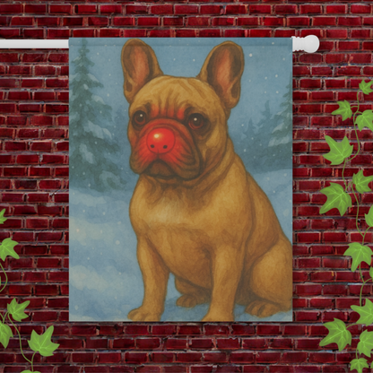 Fawn French Bulldog Reindeer Garden Flag