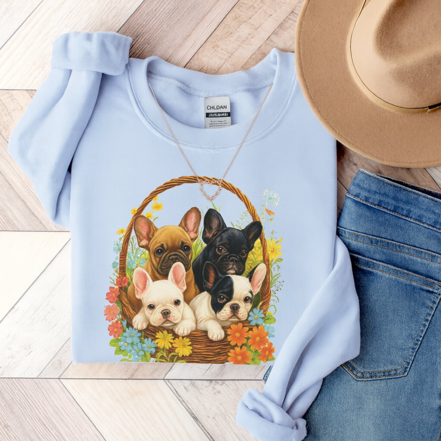 Frenchie Puppy Basket Sweatshirt