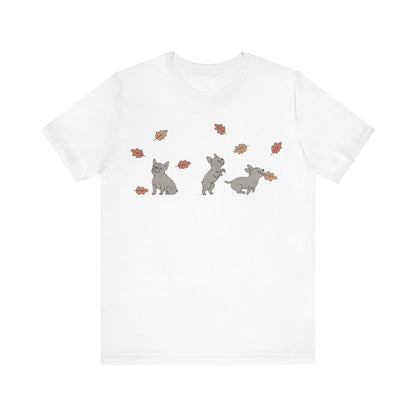 Black Frenchie Chasing Leaves TShirt