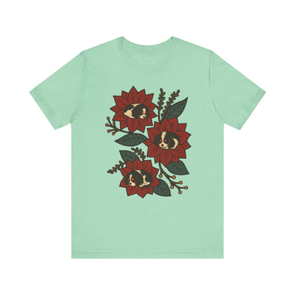 Tricolor Cavalier Holiday Flowers Sleeping TShirt