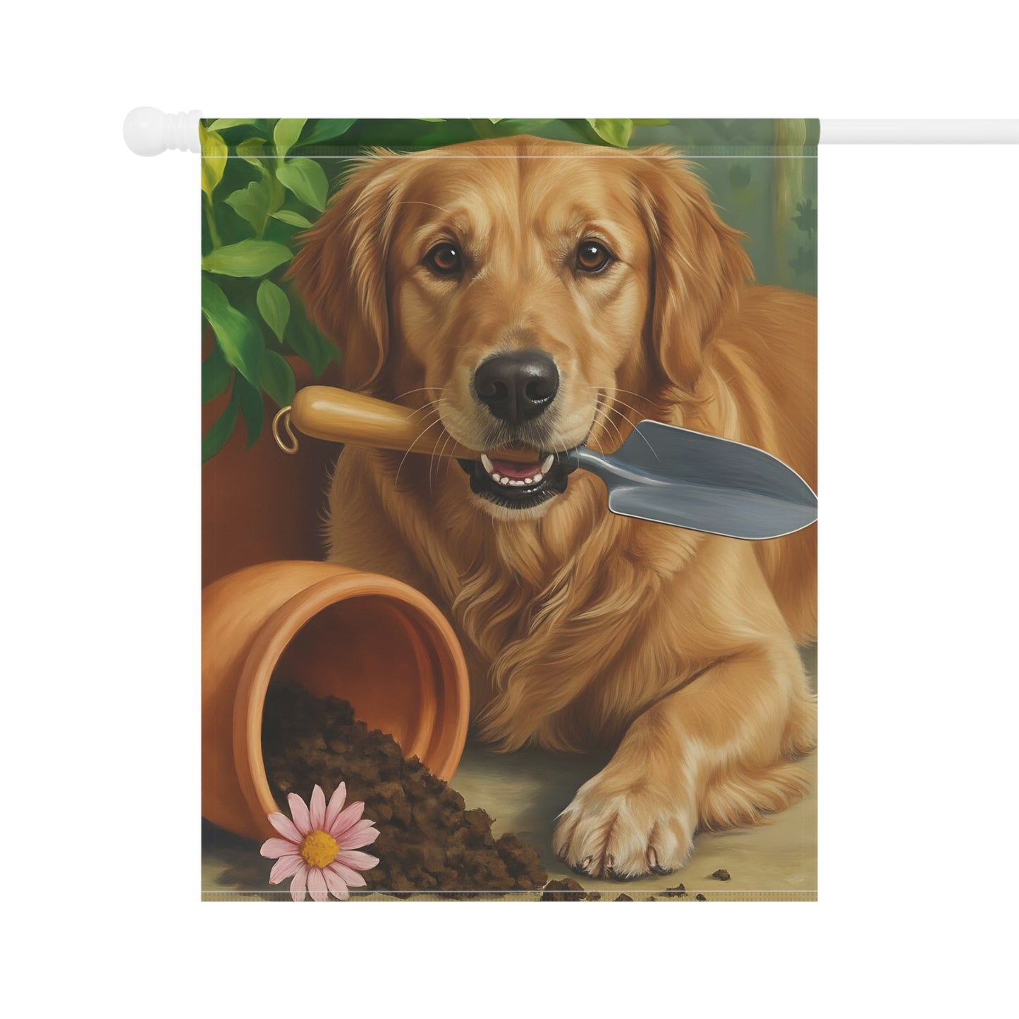 Golden Retriever Gardening Yard Flag