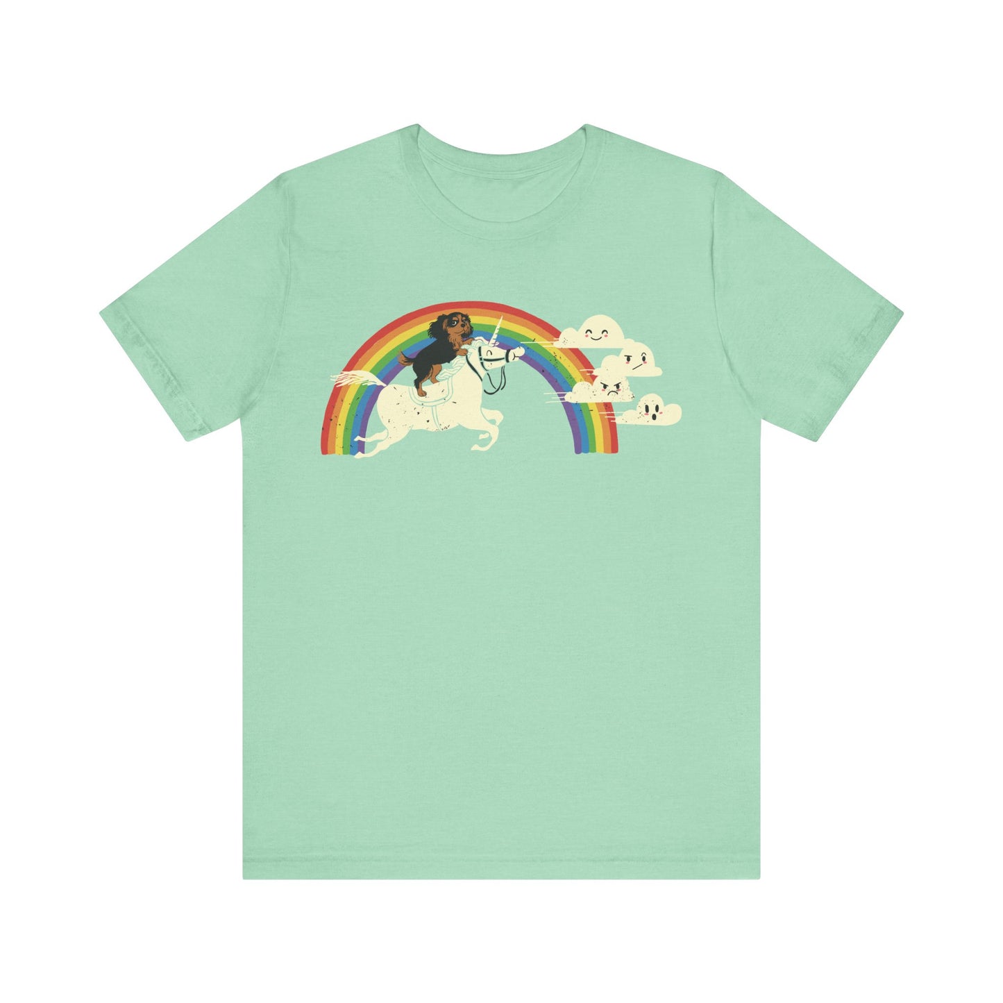Rainbow Unicorn Black Tan Cavalier Tshirt