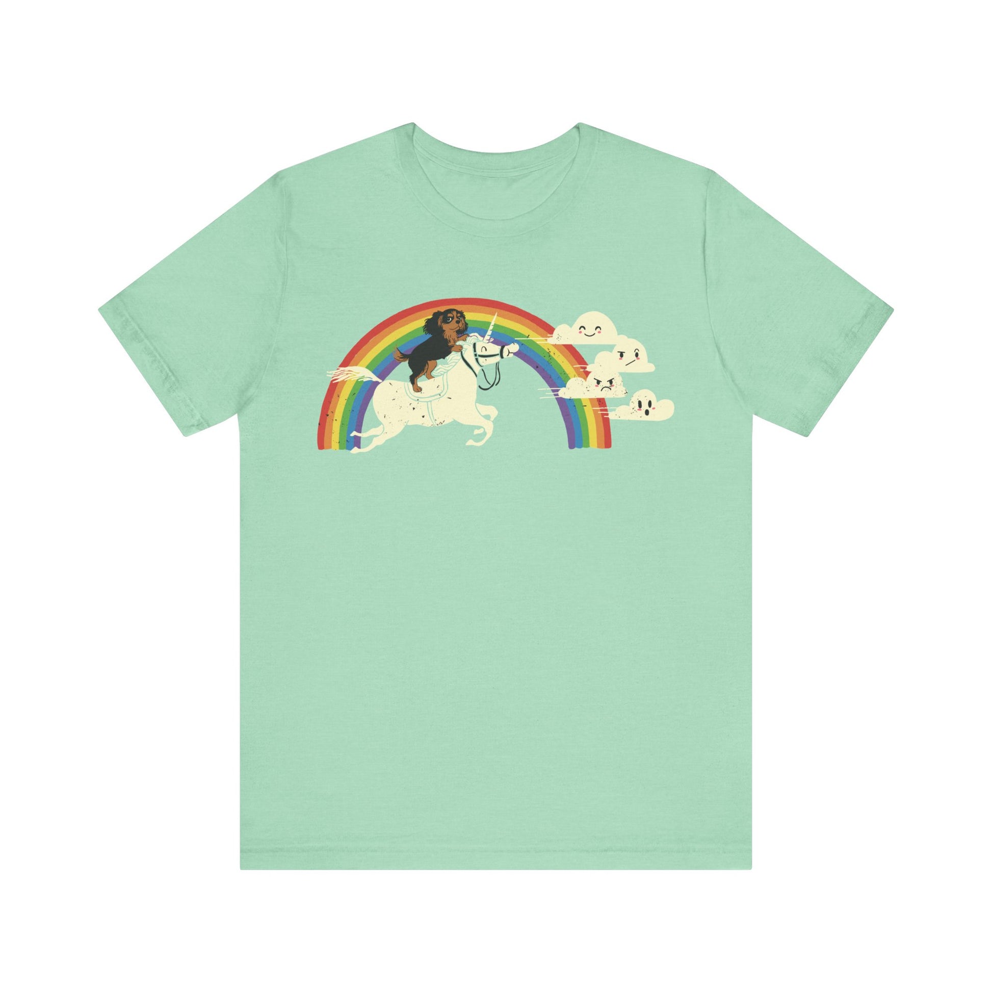 Rainbow Unicorn Black Tan Cavalier Tshirt