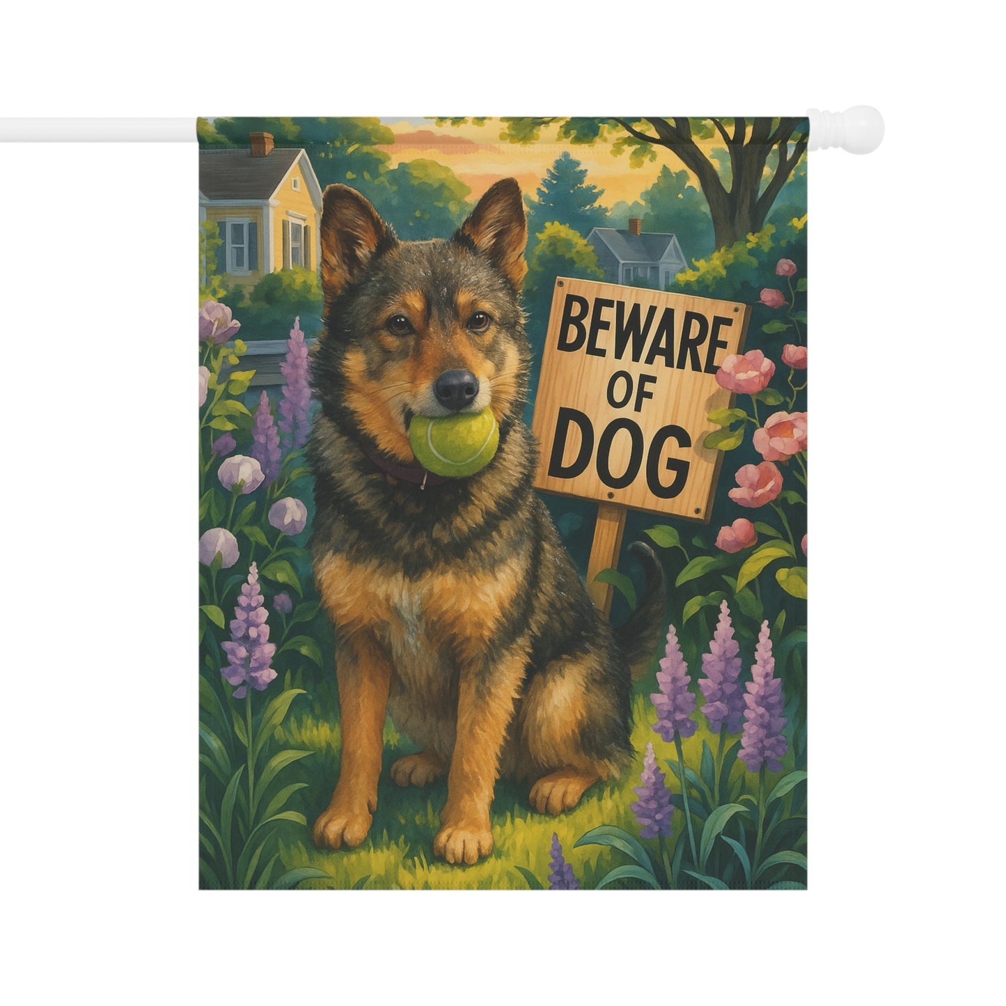 Custom Mutt Dog Beware Garden Flag