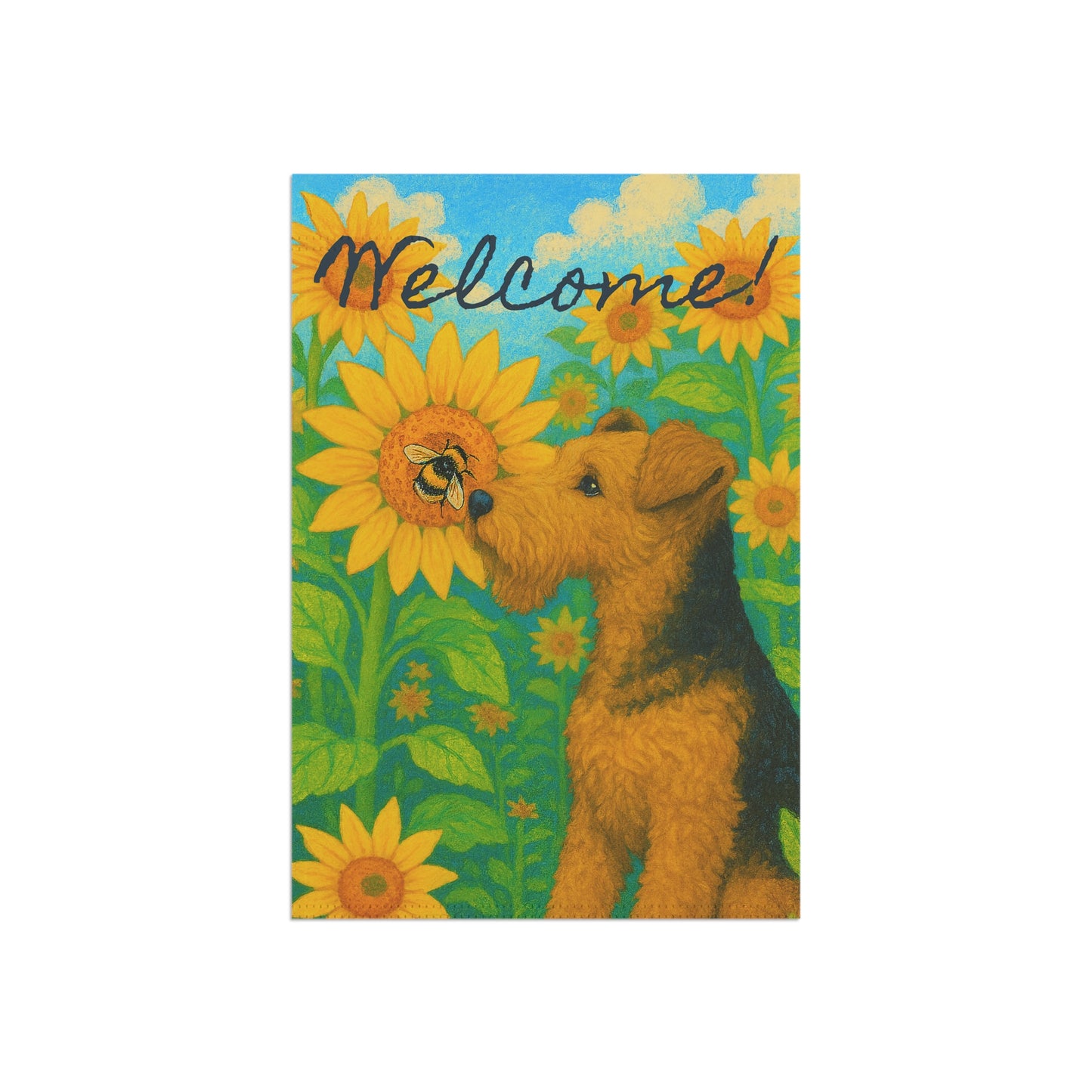 Airedale Terrier Sunflower Garden Flag