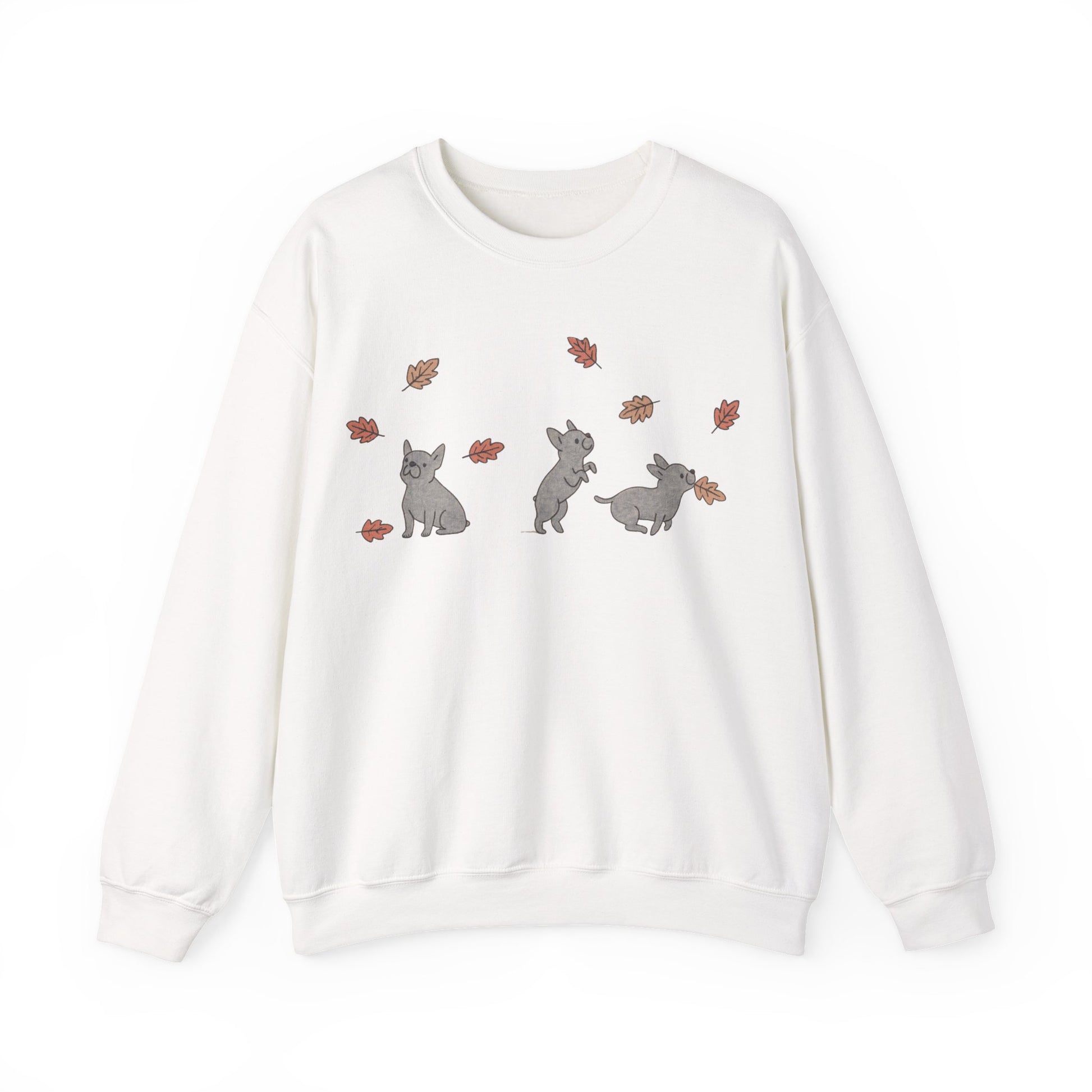 Black French Bulldog Chasing Leaves Sweatshirt