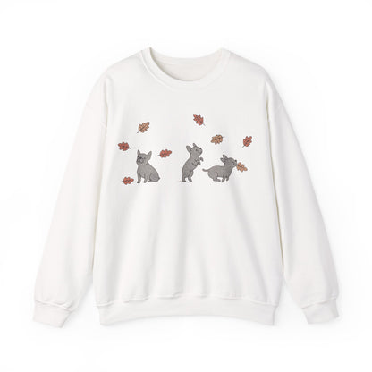 Black French Bulldog Chasing Leaves Sweatshirt