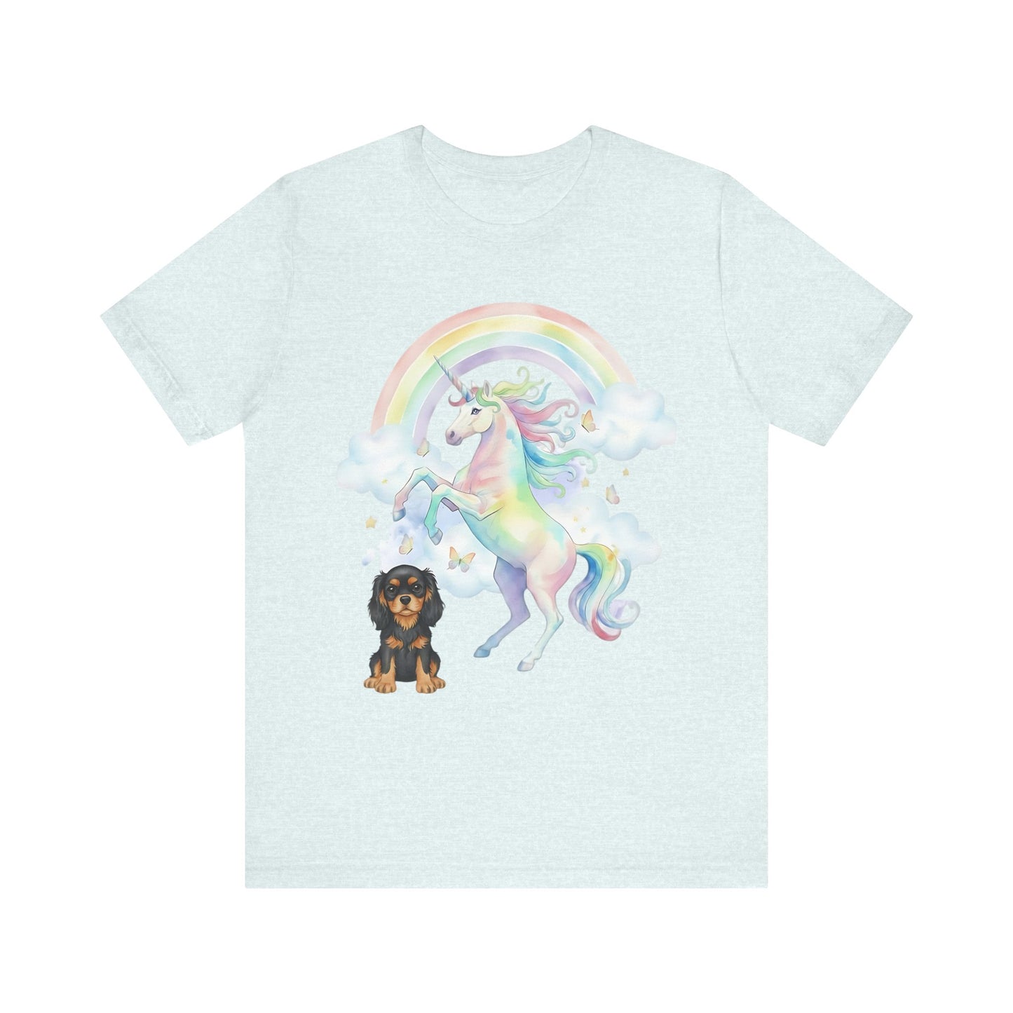 Black Tan Cavalier Watercolor Unicorn Tshirt
