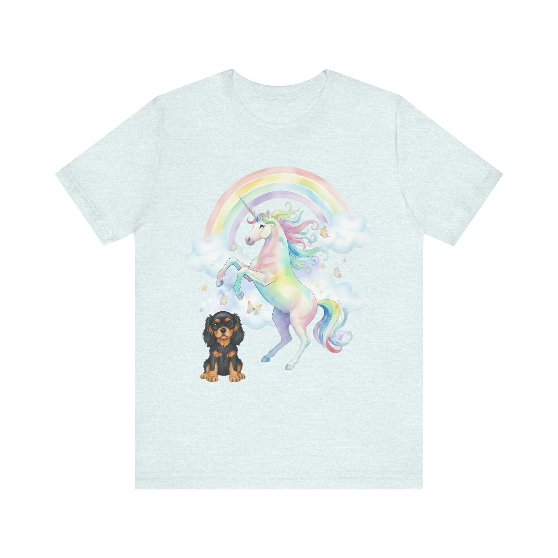Black Tan Cavalier Watercolor Unicorn Tshirt