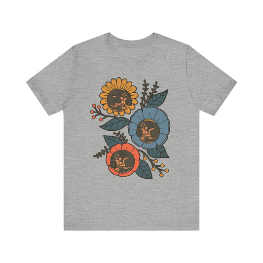 Black Tan Cavalier Sleeping Flowers TShirt