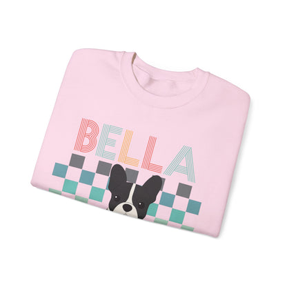 Piebald French Bulldog Retro Checkered Sweatshirt