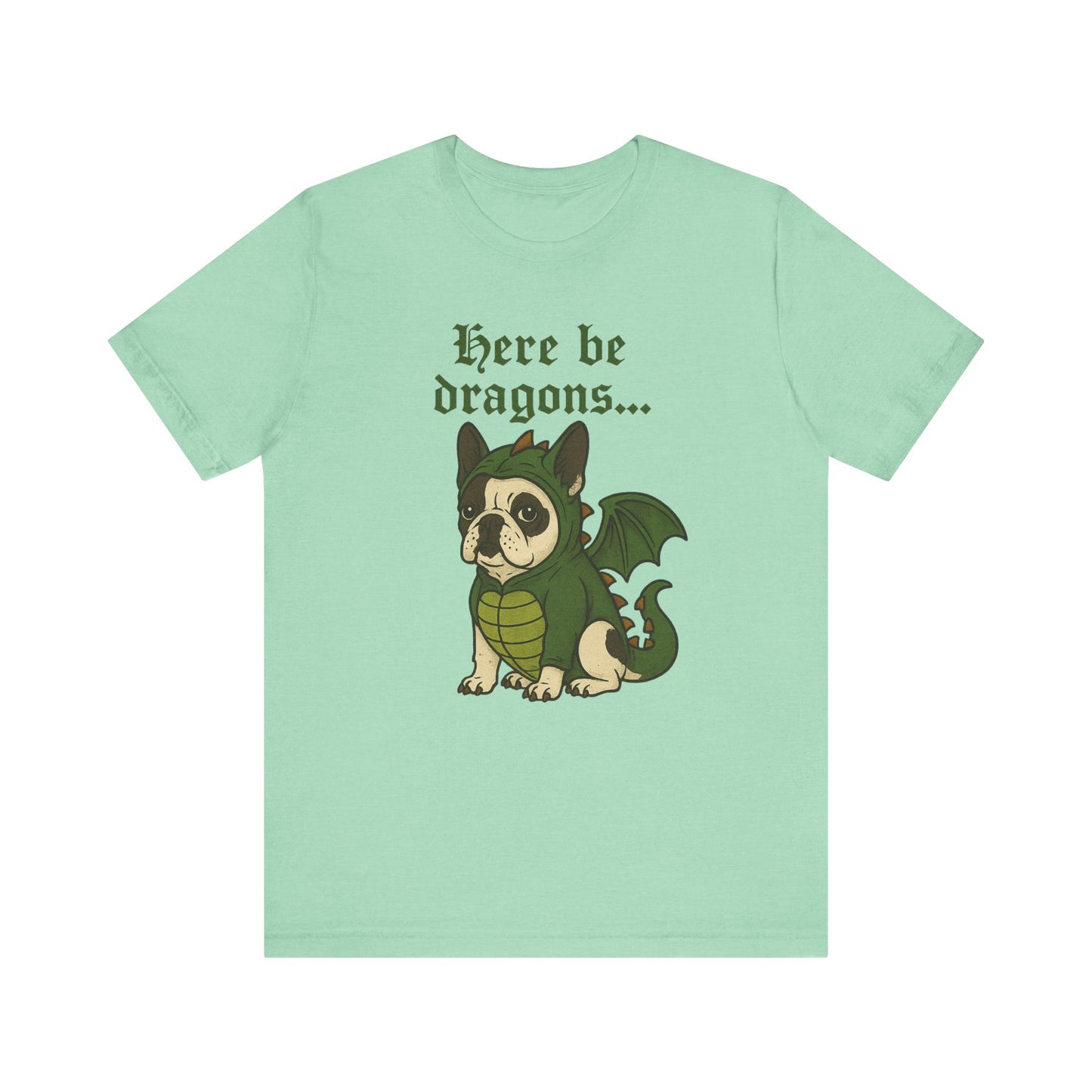 Piebald French Bulldog Here Be Dragons TShirt