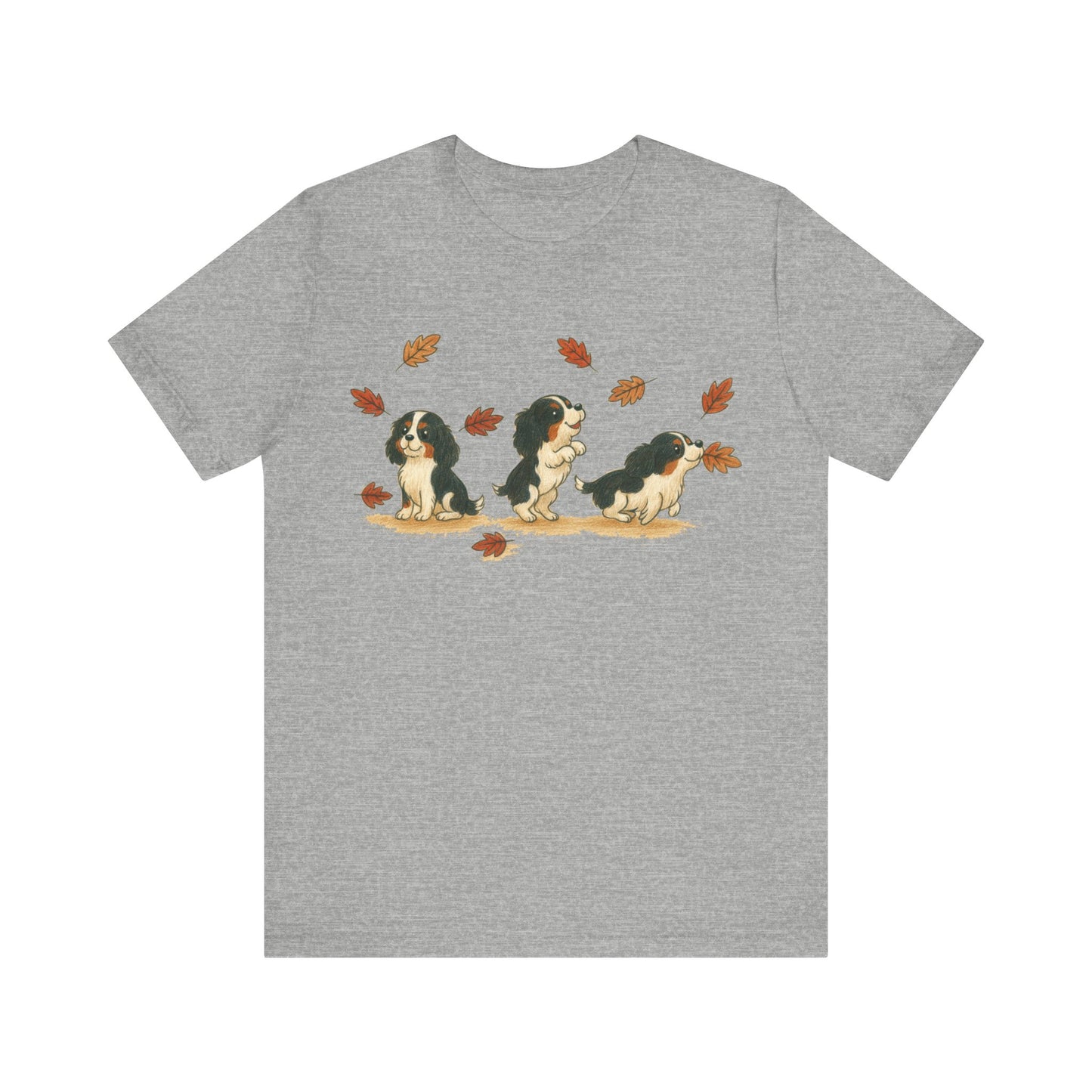 Tricolor Cavalier Chasing Leaves TShirt