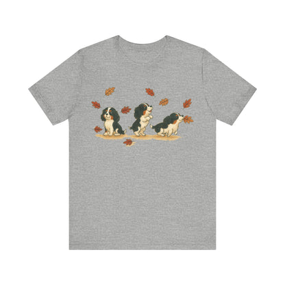 Tricolor Cavalier Chasing Leaves TShirt