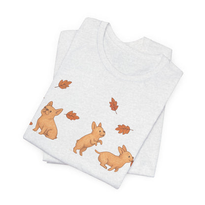 Fawn Frenchie Chasing Leaves TShirt