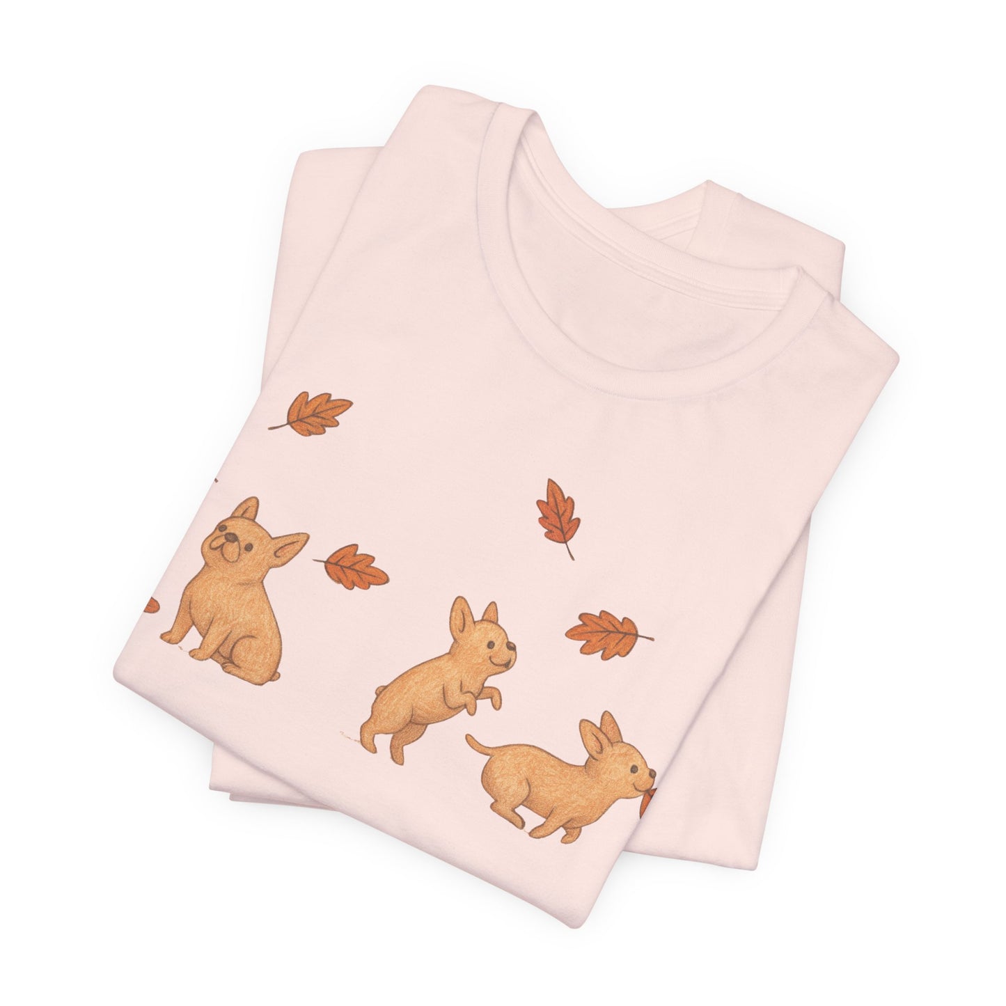 Fawn Frenchie Chasing Leaves TShirt