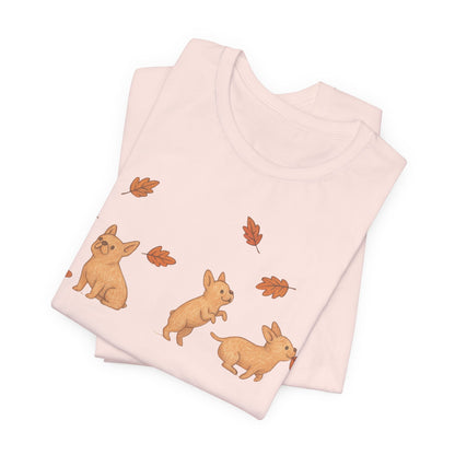 Fawn Frenchie Chasing Leaves TShirt