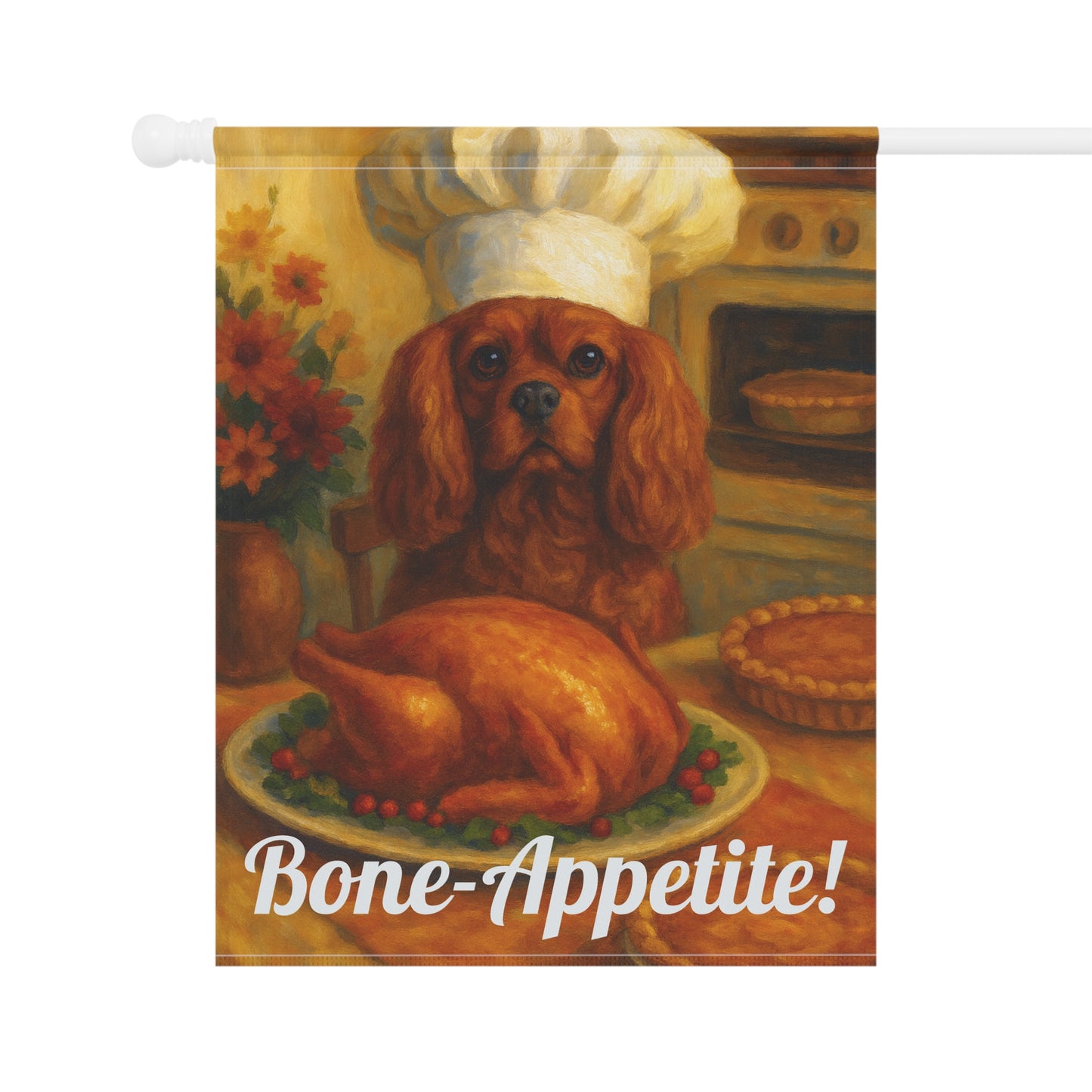 Ruby Cavalier Bone-Appetite Garden Flag