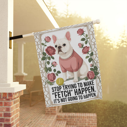 White French Bulldog Fetch Garden Flag
