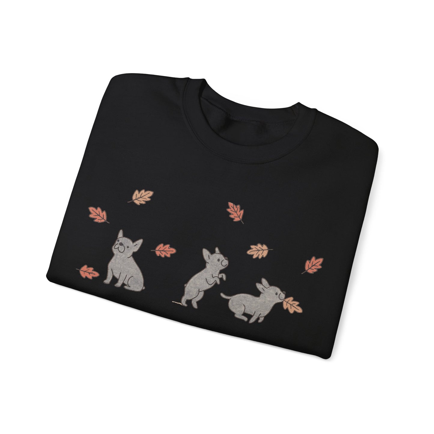 Black French Bulldog Chasing Leaves Sweatshirt