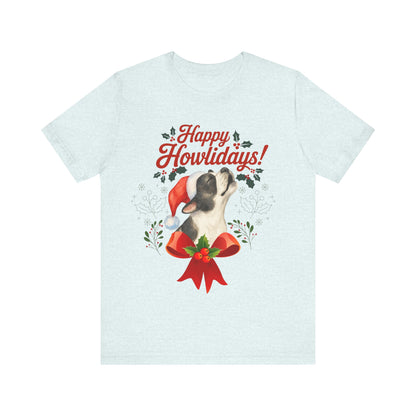 Piebald French Bulldog Happy Howlidays TShirt